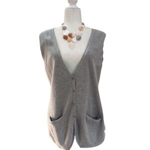 Norma Kamali Cotton Knit Button Front Sleeveless Vest Top